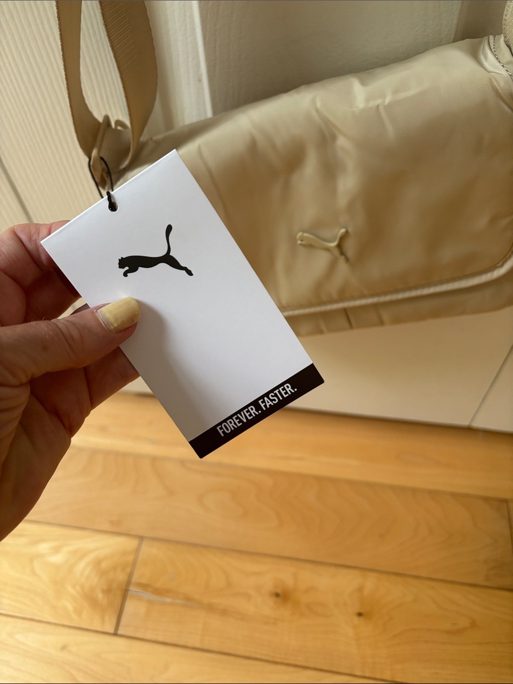 Puma Light Beige Nylon Crossbody Bag with Adjustable Strap - Picture 5 of 12
